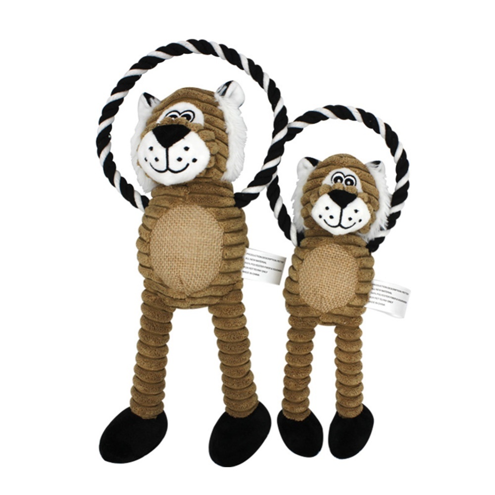 Cotton Rope Chew Squeaky Toy For Pet Dog Puppy Cartoon Doll Bite Molar lion