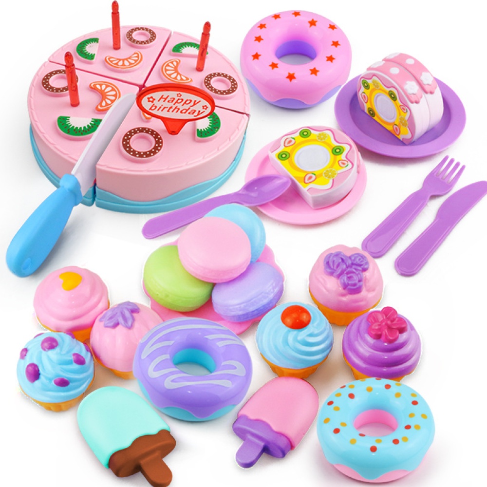 32Pcs/Set Simulate Cake + Dessert Macarons Doughnut Ice Cream Play House Toy [32 sets] - Image 2