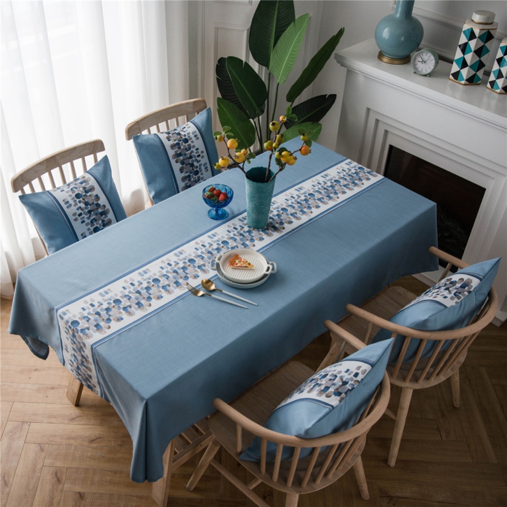 Waterproof Table Cloth Decorative Fabric Embroidery Cover For Outdoor Indoor Blue stone embroidery_135*135cm