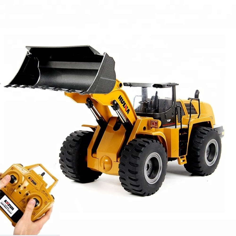Huina 583 1583 10 Channel 1:14 Remote Control Excavator Rtr 2.4ghz Hobby Bulldozer Alloy Truck Boys Autos Rc Hydraulic Toys yellow