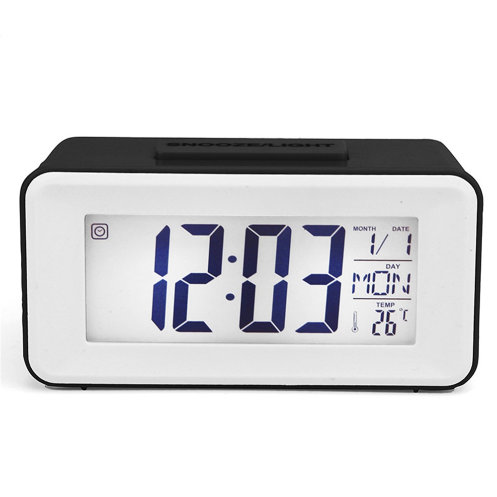 Alarm Clock Plastic Mini Smart Voice-activated Electronic With Digital Display black