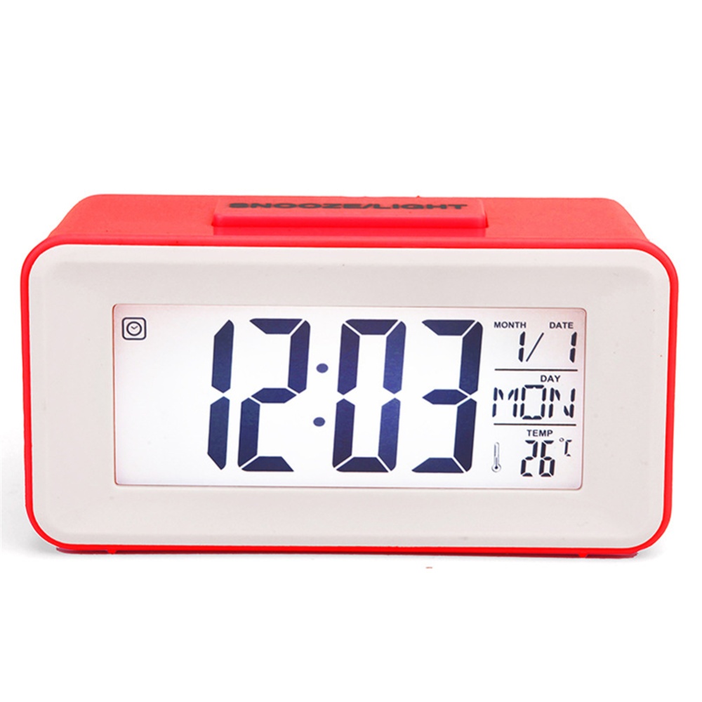 Alarm Clock Plastic Mini Smart Voice-activated Electronic With Digital Display red