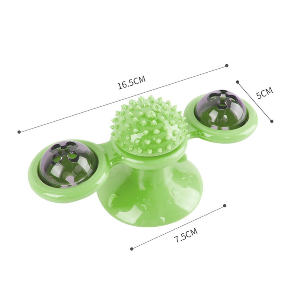 Pet Cat Dog Toy Turntable Windmill Ball Spinning Funny Interactive Massage Toys Turning Toy-Green