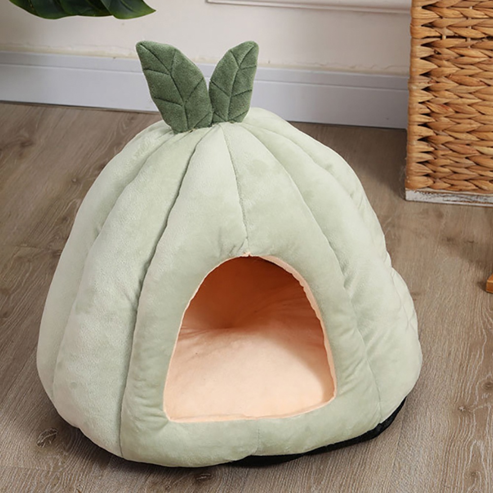 Pet Warm Sleeping Nest Melon Shape Soft Plush Cozy Cave Hideout House Supplies For Indoor Cats Medium size (within 6kg) Pink - Image 2