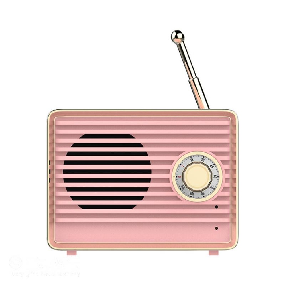 Bluetooth Speaker Retro Mini Cute HiFi Wireless With Enhanced Bass 3D Stereo Sound Pink