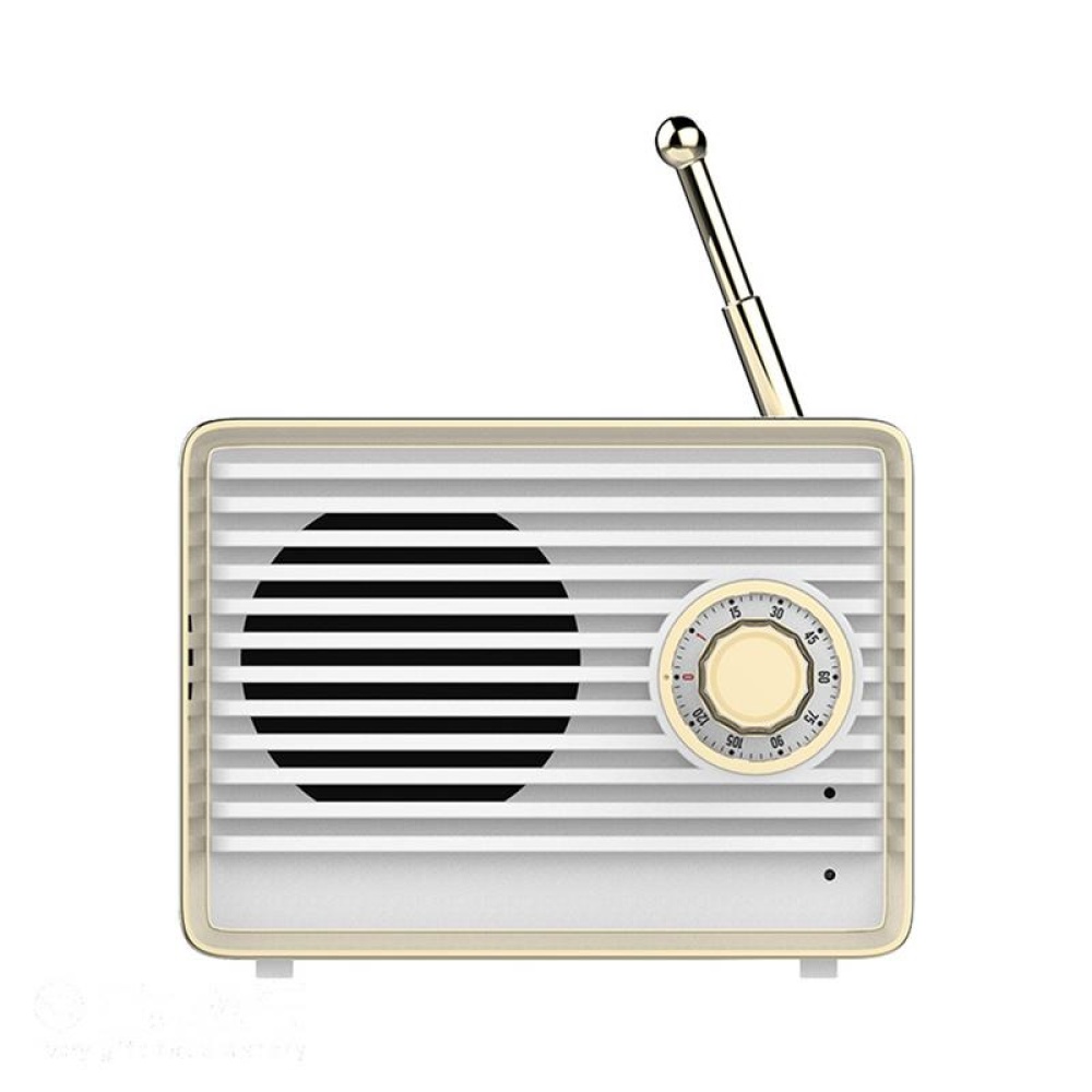 Bluetooth Speaker Retro Mini Cute HiFi Wireless With Enhanced Bass 3D Stereo Sound white