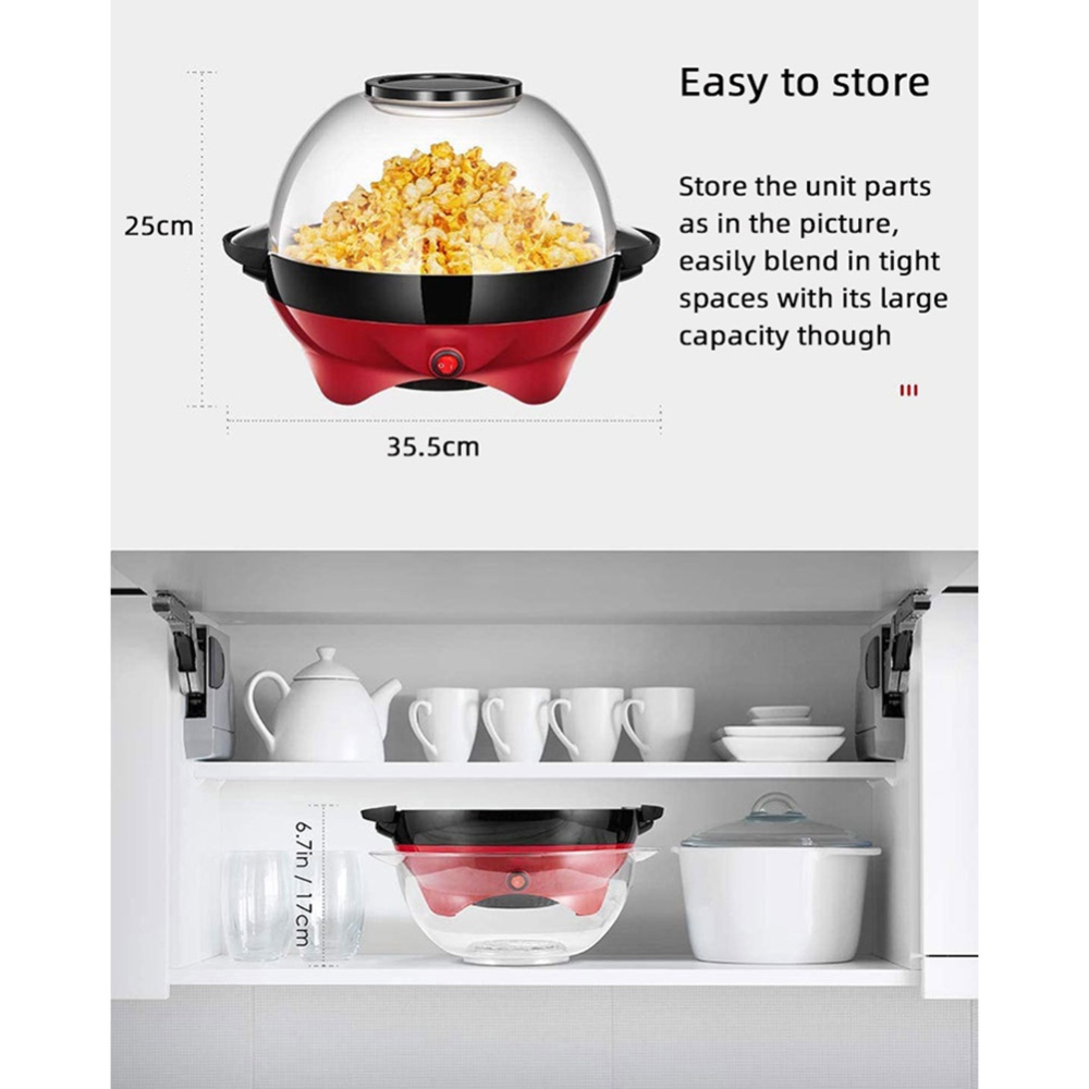 Electric Popcorn Machine Household Automatic Rapid Heating Detachable Non-stick Dish 3.6L EU Plug - Image 2