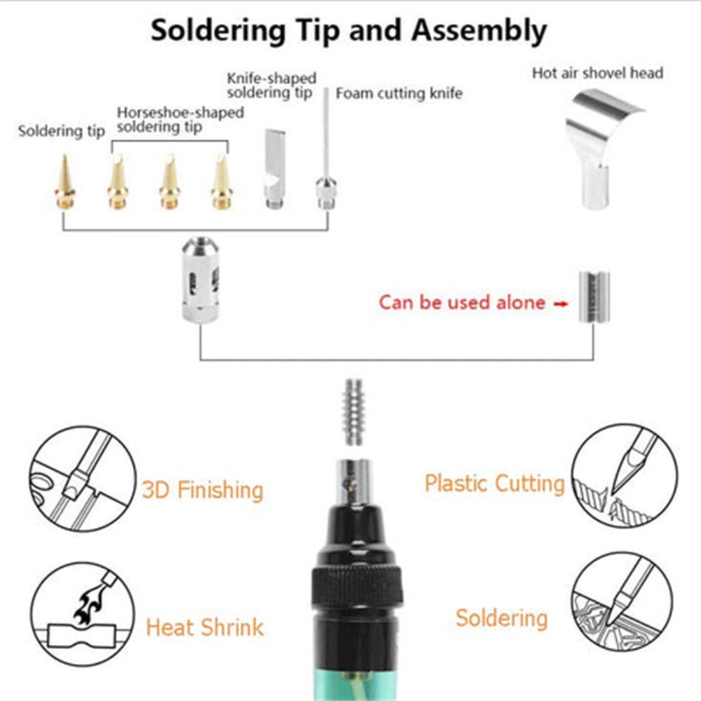 4-in-1 Portable Soldering Iron Kit Welding Pen Burner 1300 Degrees Butane Tip Tool with Visual Air Tank - Image 2