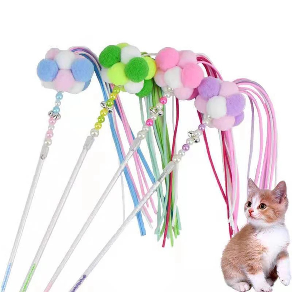 Cat Stick Teaser Rod Feather Bell Tassel Teeth Grinding Toy Fairy stick green_L - Image 3