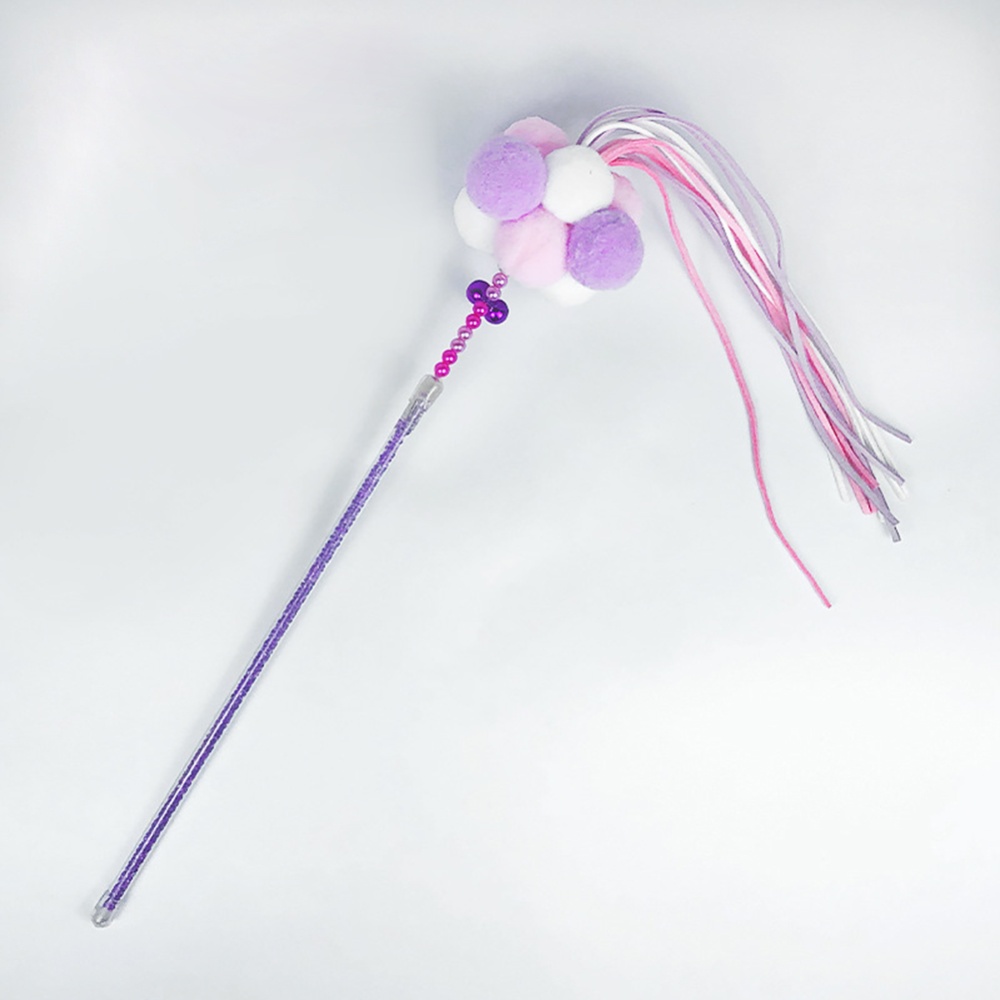 Cat Stick Teaser Rod Feather Bell Tassel Teeth Grinding Toy Fairy stick purple_L - Image 2