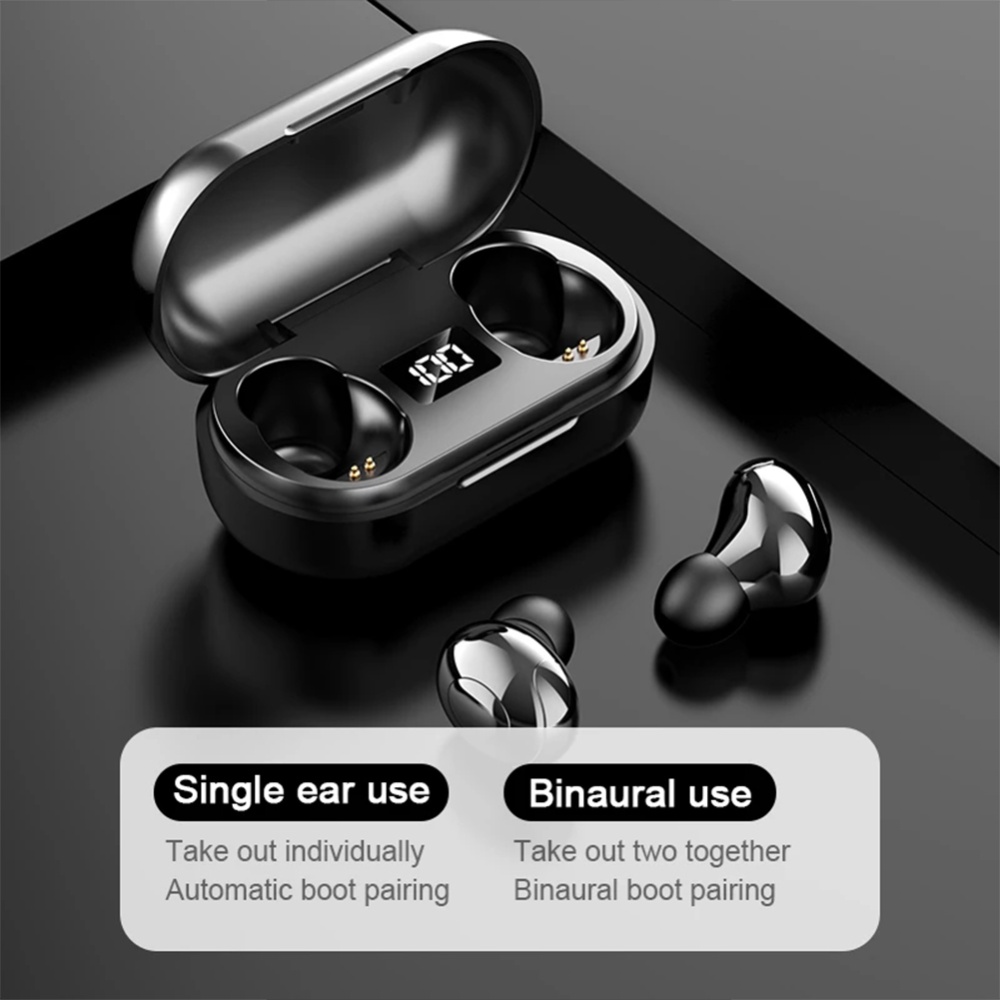 T8 Earphones Wireless Headphones Bluetooth-compatible Headset Mini In-ear Led Digital Display Handsfree White - Image 2