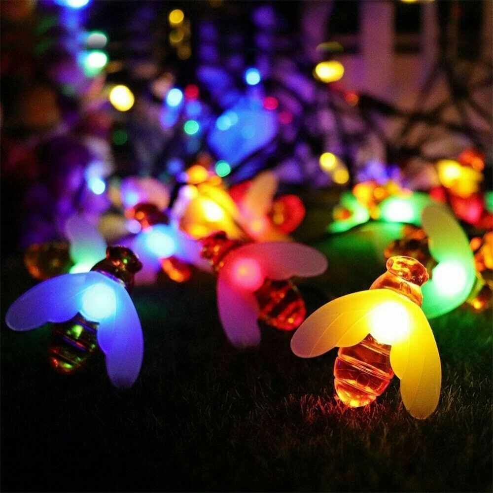 Solar Power Bee Led String Light Outdoor Colorful Waterproof Garden Path Yard Decoration Lamp 6.5m 30 Lights - Image 2