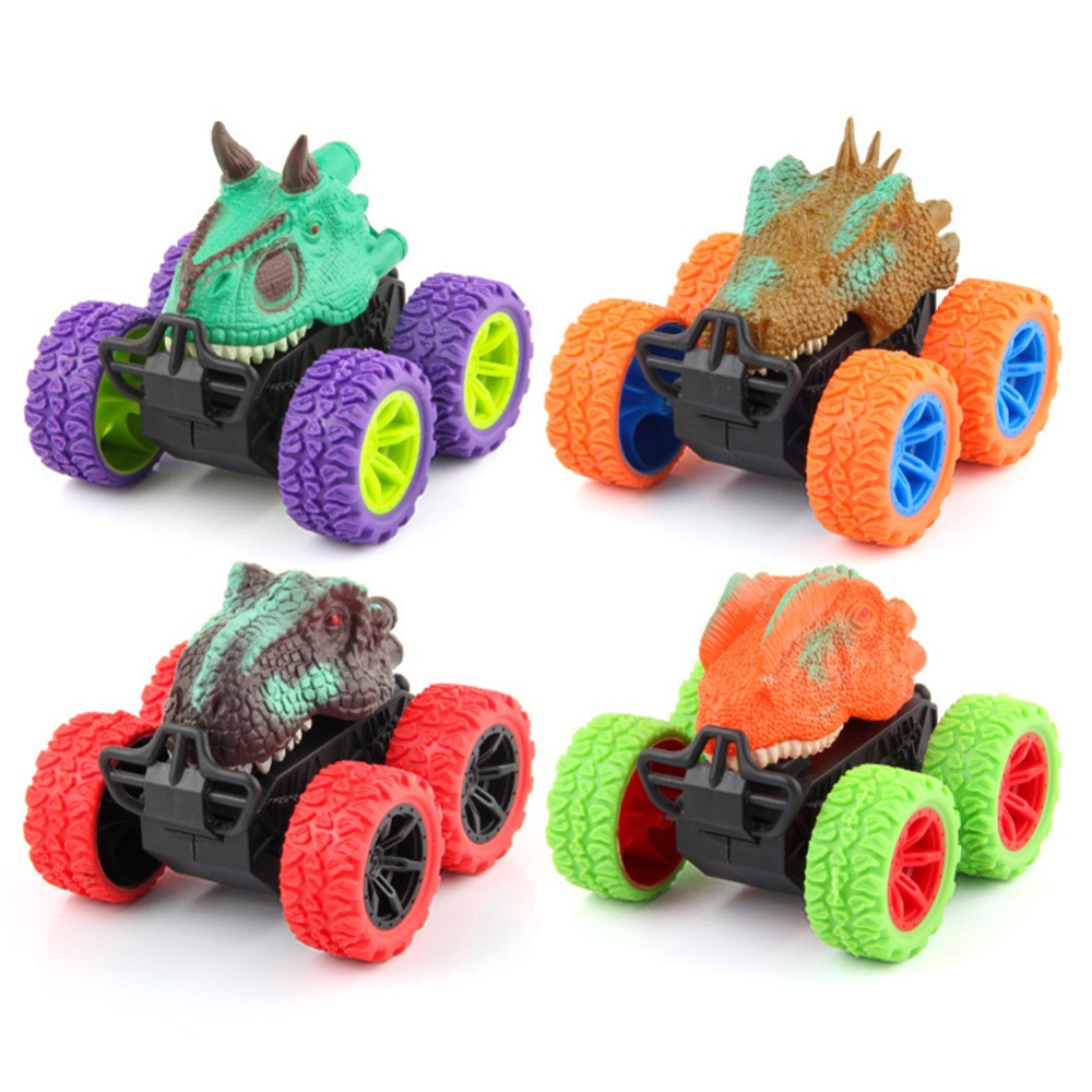 4 Pcs/bag Dinosaur Pull Back Car Toy Children Cartoon Off-road Competitive #1 - Image 2