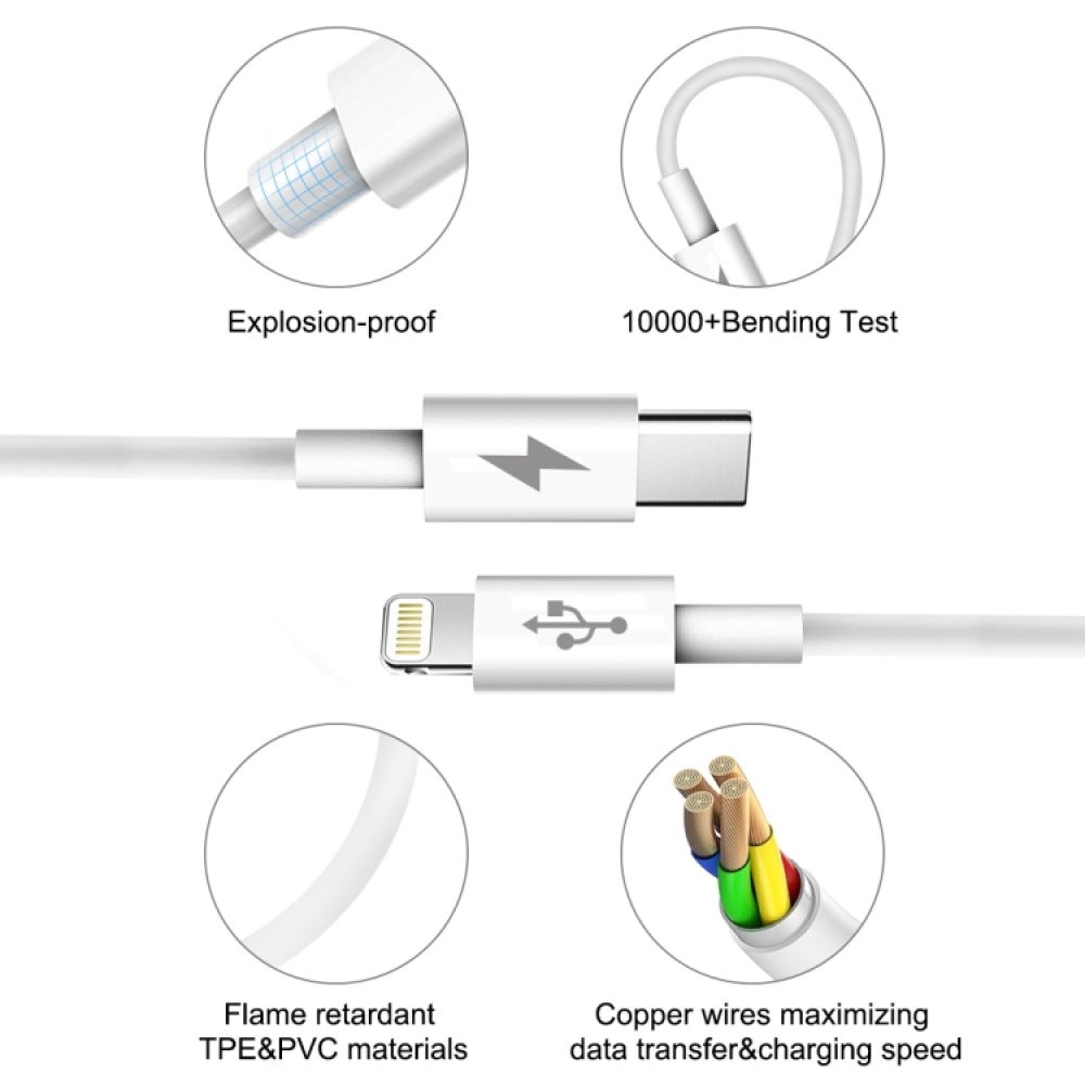 HAWEEL 25W 3A USB-C / Type-C to 8 Pin PD Fast Charging Cable for iPhone, iPad, Cable Length: 2m - Image 4