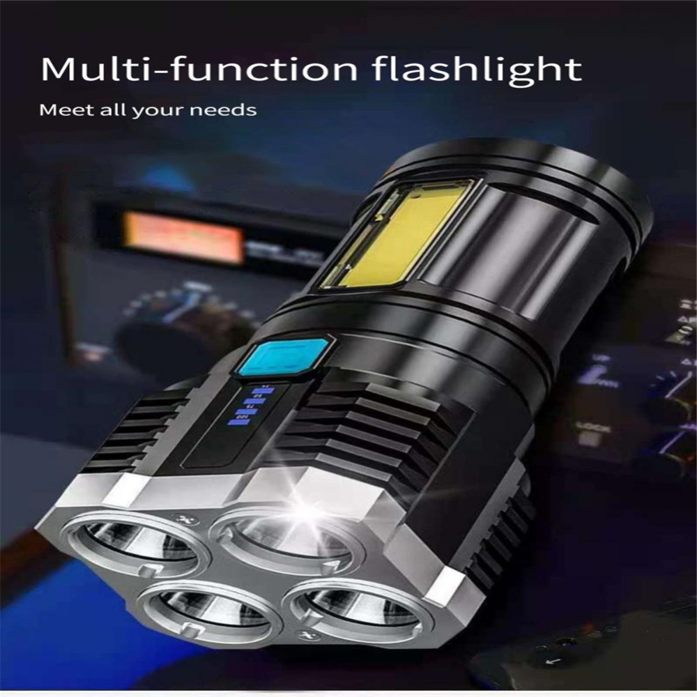 Strong Light Flashlight Cob Side Multi-function Led Portable Household Usb Rechargeable Four-head - Image 2