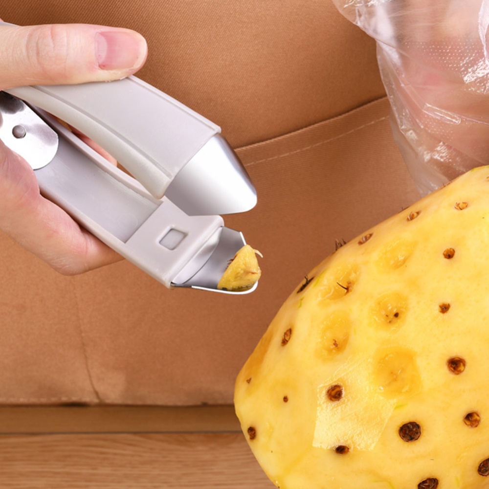 Stainless Steel Pineapple Eye Peeler Knife Seed Remover Clip Strawberry Corer Cutter Fruit Vegetable Tools Nordic gray