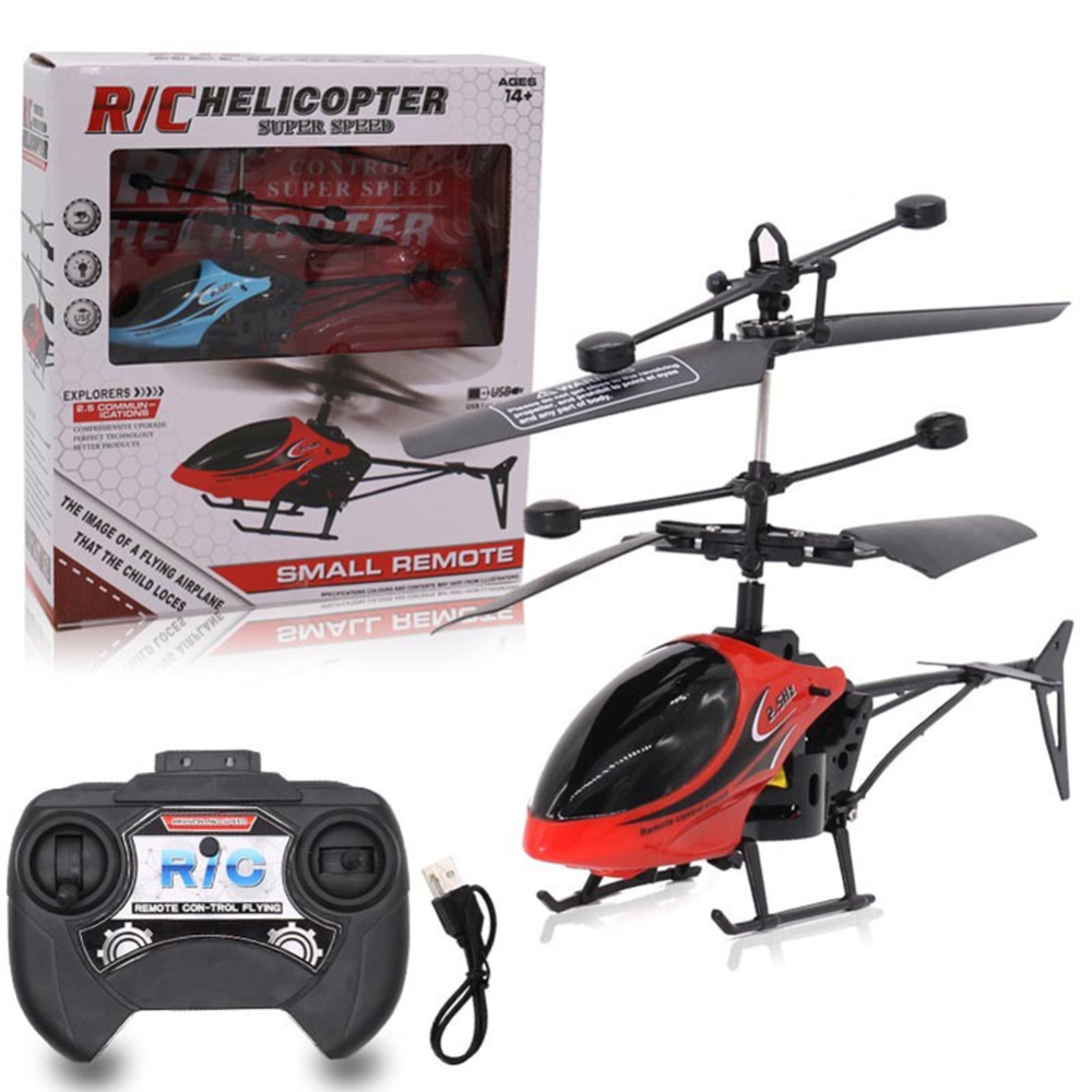 Mini Two-channel RC Aircraft Helicopter Rc Drone Model Children Educational Electric Toys Blue - Image 2