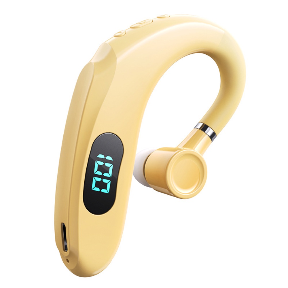 Bluetooth-compatible Headset Digital Display Sports Earhook Stereo Long Standby Wireless Headphones Yellow