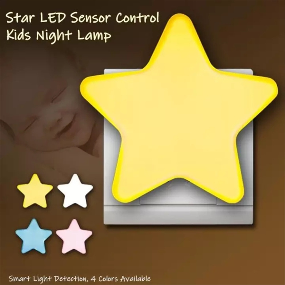 Induction Mini Star Shape Led sensor Control Night Light For Kids Bedroom Bedside Baby Sleep Low Power Consumption Lamp blue Eu plug - Image 3