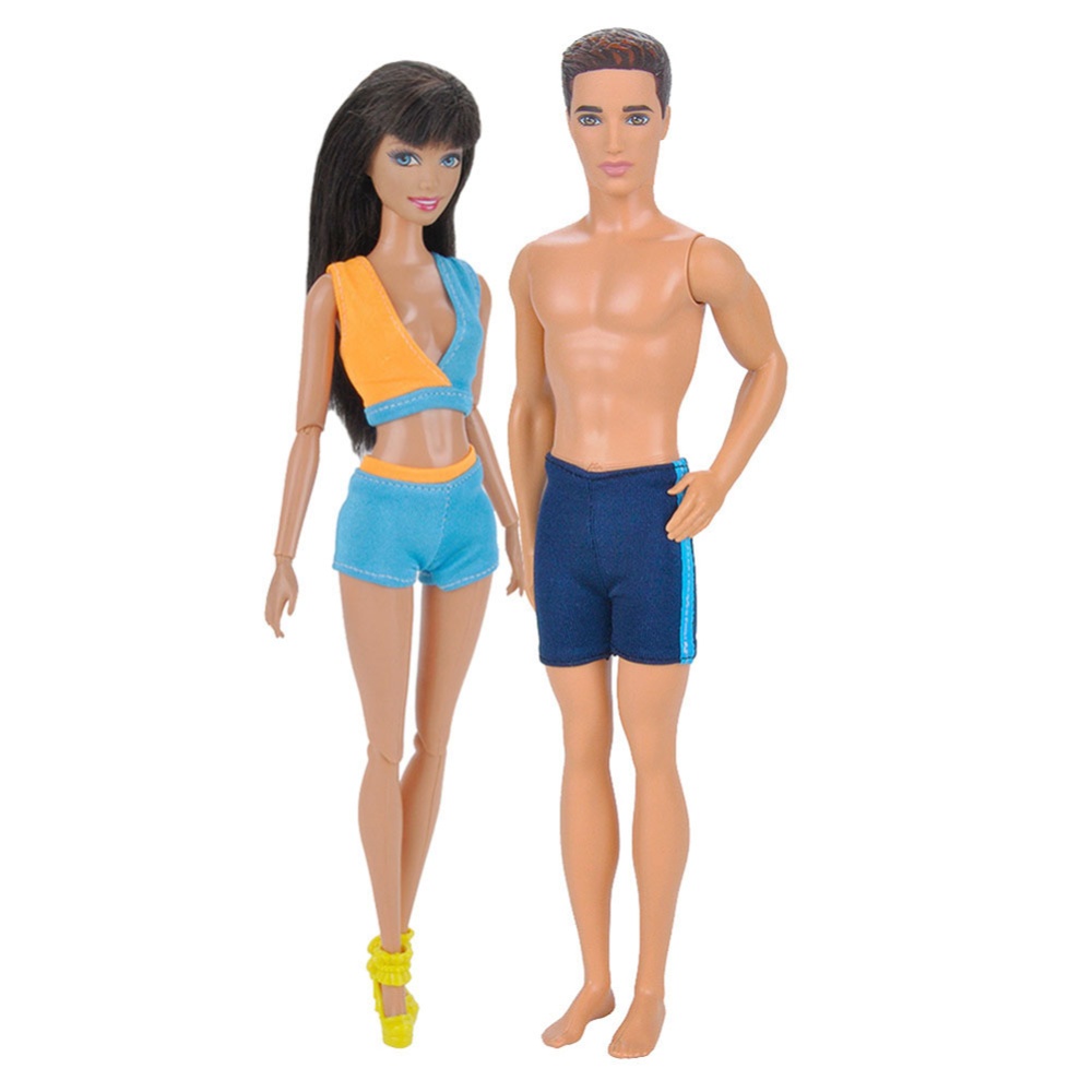 Handmade Swimwear Beach Bikini Bathing Swimsuits Outfits for 32cm Male / 29cm Female Dolls 2pcs/ set