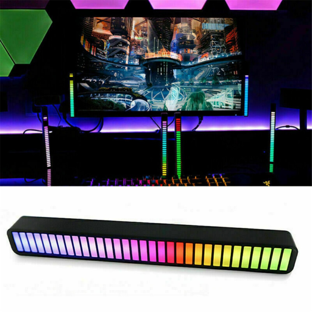 32 Led RGB Sound Control Light Voice Activated Pickup Music Rhythm Reactive Bar D08 black