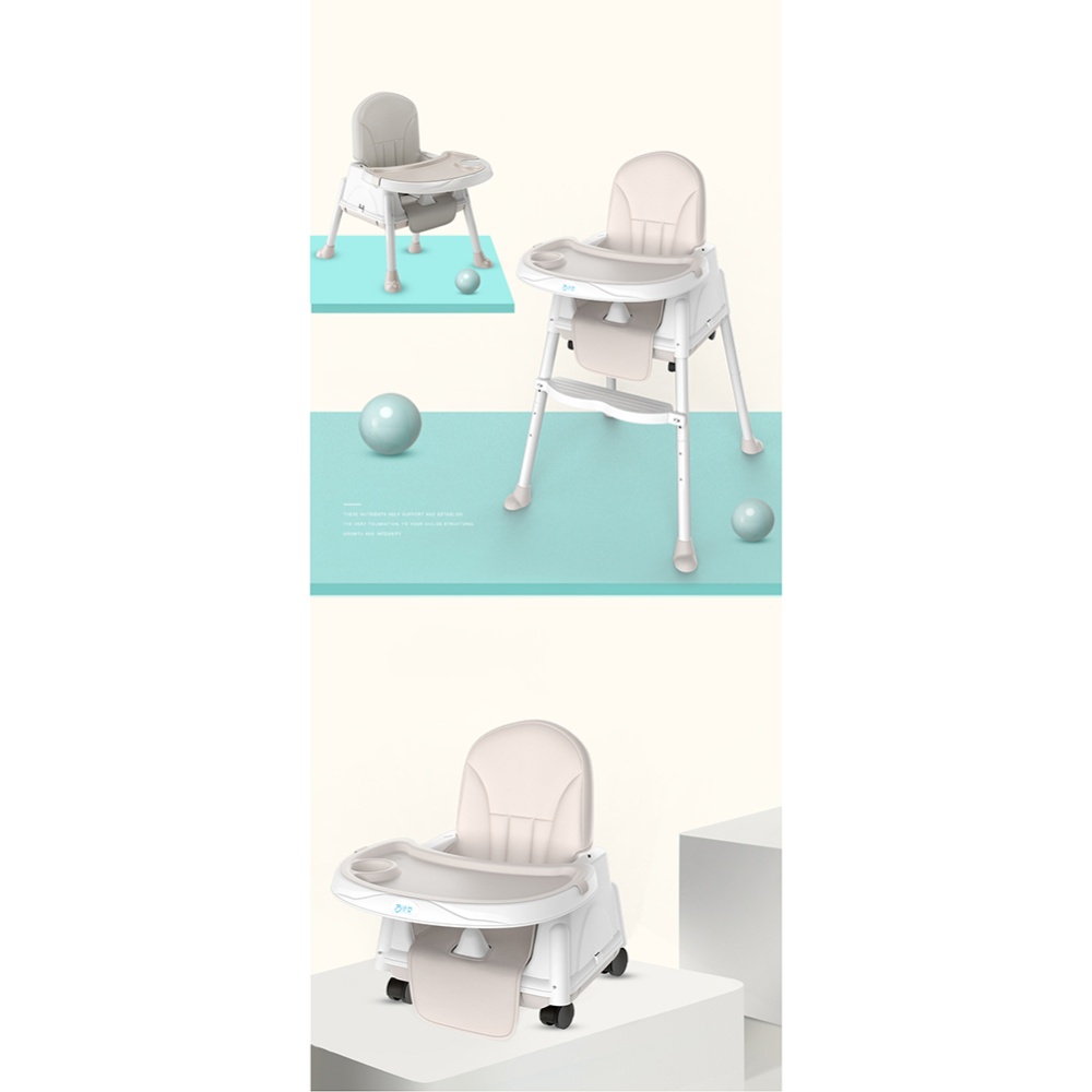 High Chair for Babies Toddlers Multifunctional Foldable Portable Baby Dining Table Beige - Image 3