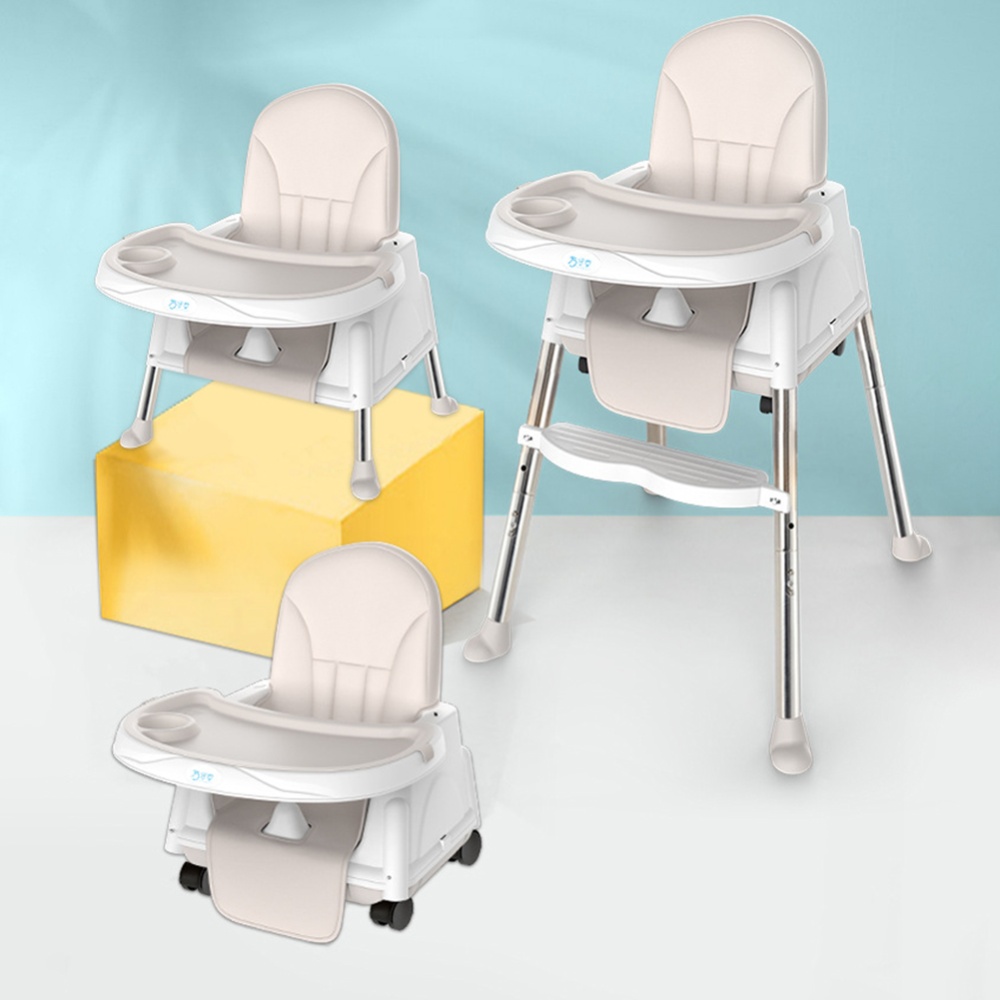 High Chair for Babies Toddlers Multifunctional Foldable Portable Baby Dining Table Beige - Image 2