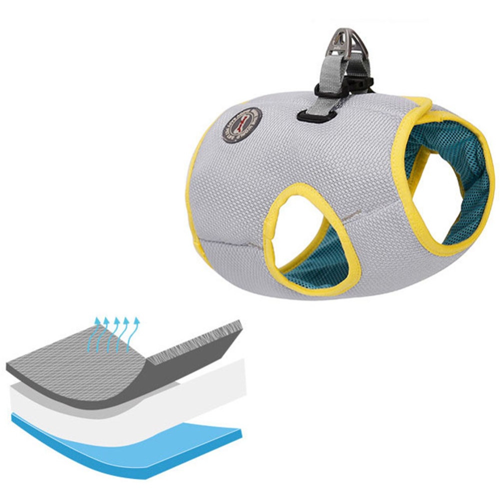 Pet Cooling Harness Summer Vest for Dog Puppy Outdoor Walking Gray yellow_L