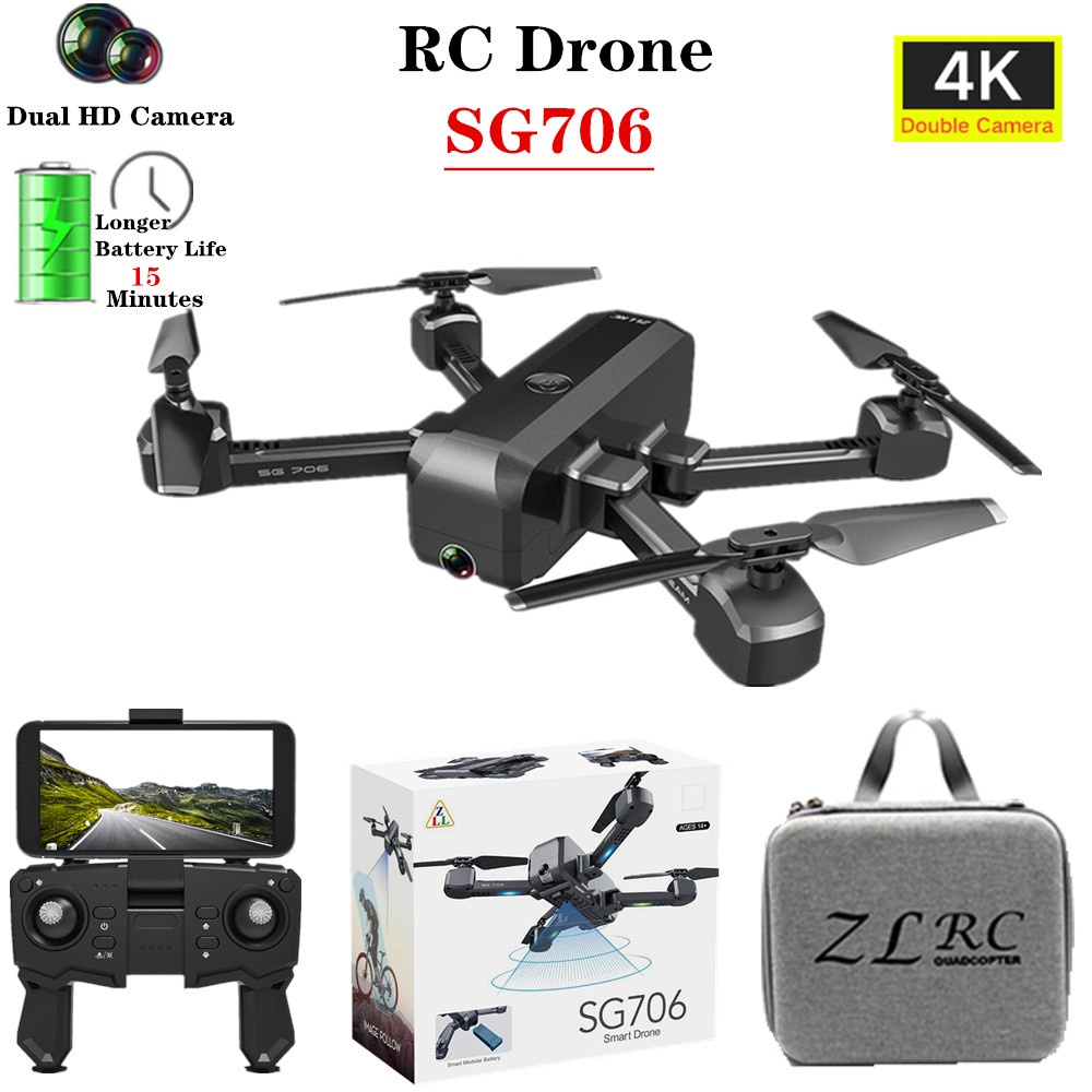 SG706 Drone 4K HD Dual Camera Professional Selfie Foldable Quadcopter Keep Flying Height Helicopter VS KF607 XS809S XS816 GD89 1080P foam bo - Image 2