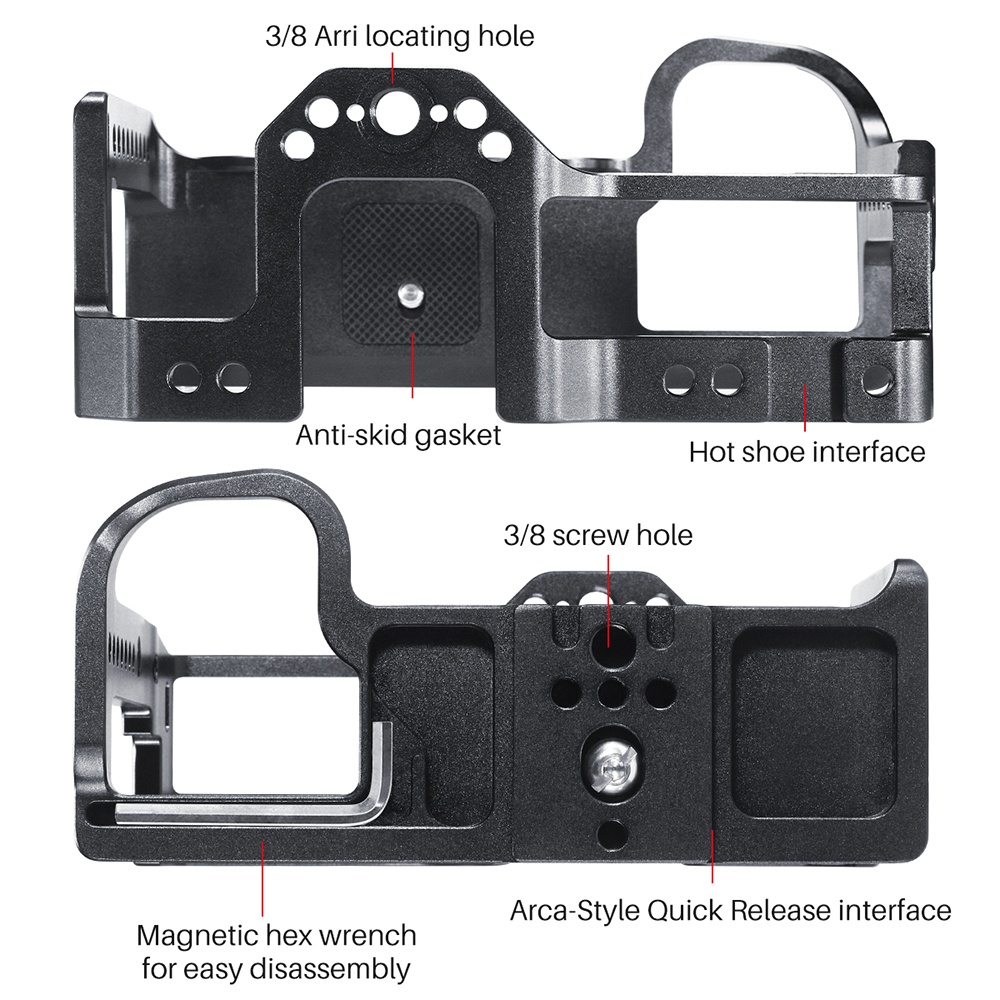 UURig C-S1 Camera Metal Cage for Panasonic DC-S1/S1R Protective Housing Quick Release Plate Accessories black - Image 4