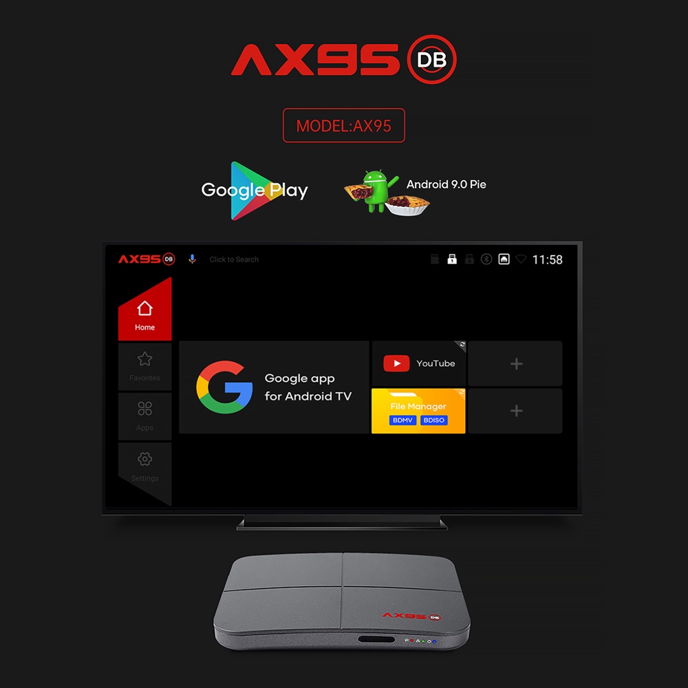 1 Abs Material Ax95 Smart Tv Box Android 9.0 Supports Dolby Version Google Store 4+32G_British plug - Image 4