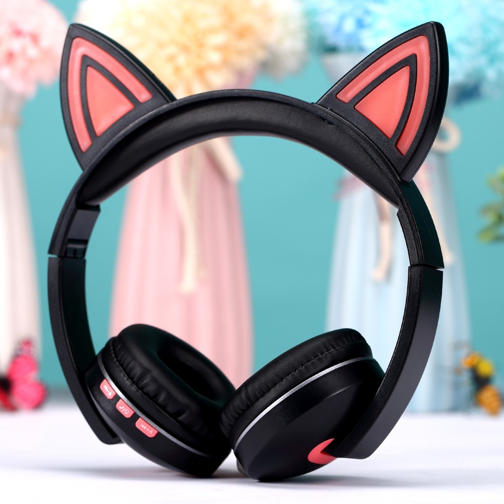 Cat Ear LED Lighting Headset Wireless Bluetooth 5.0 Earphone Lovely for Kids Adults blue - Image 4