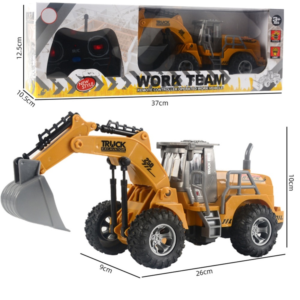 Remote Control Engineering Car with Lights USB Rechargeable Excavator Bulldozer Children Model Toy - Image 2