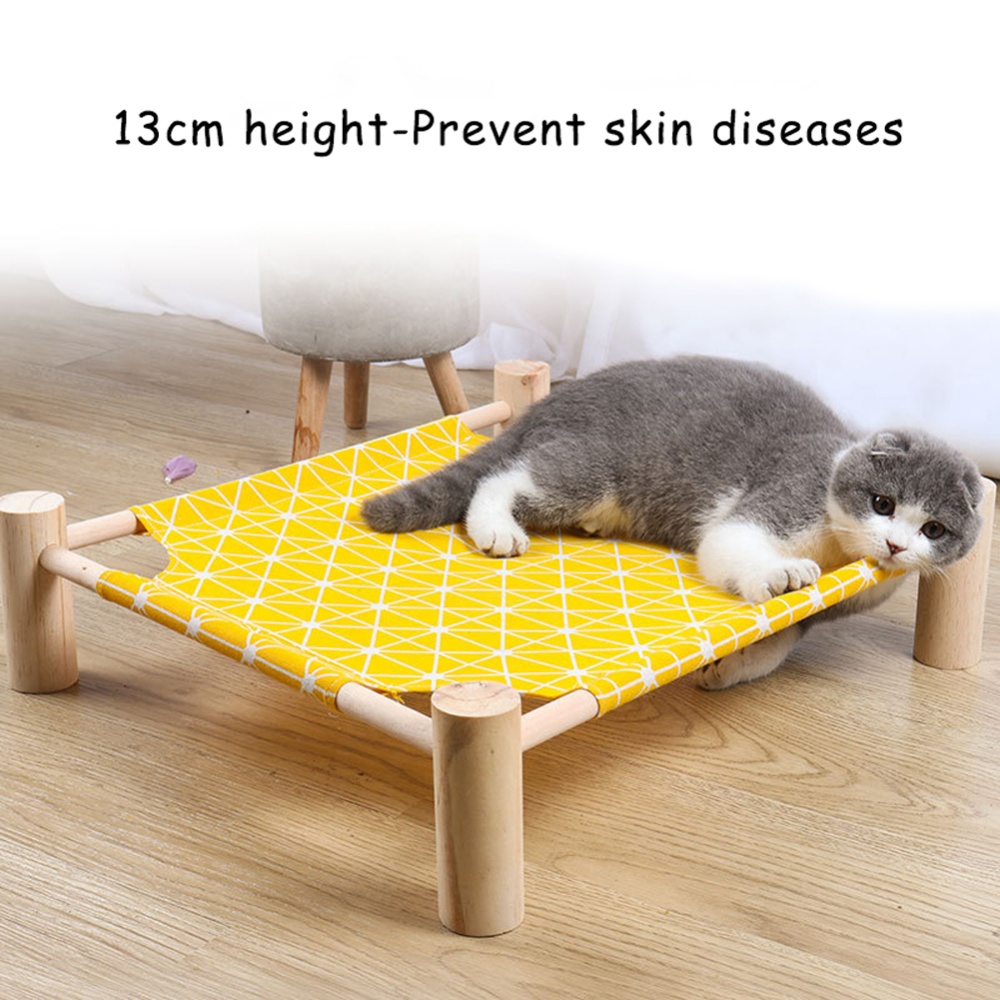 Cat Natural Wooden Bed Summer Cool Breathable Removable Washable Easy Installation Pet Supplies Blue - Image 2