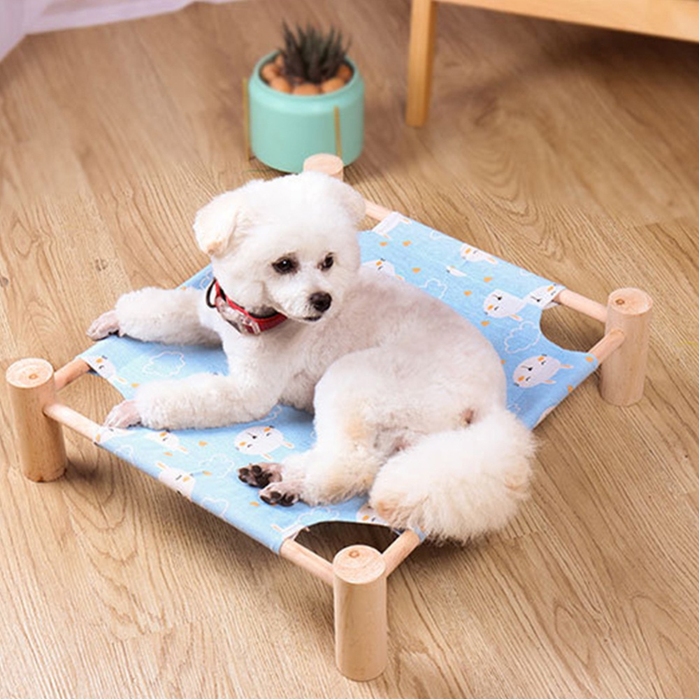 Cat Natural Wooden Bed Summer Cool Breathable Removable Washable Easy Installation Pet Supplies Blue - Image 3