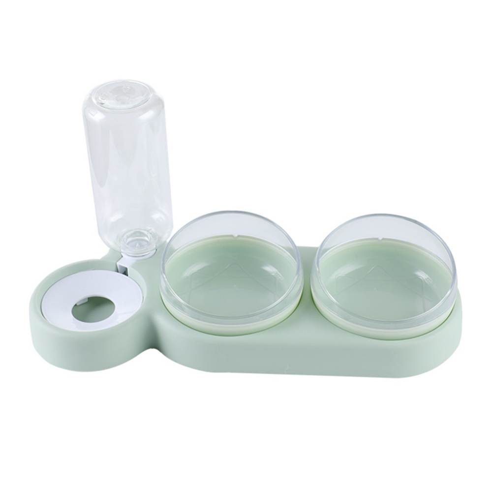 Pet Cat Bowl Automatic Feeder Dog Food Water Fountain Double Drinking Raised Stand Dish Bowls green