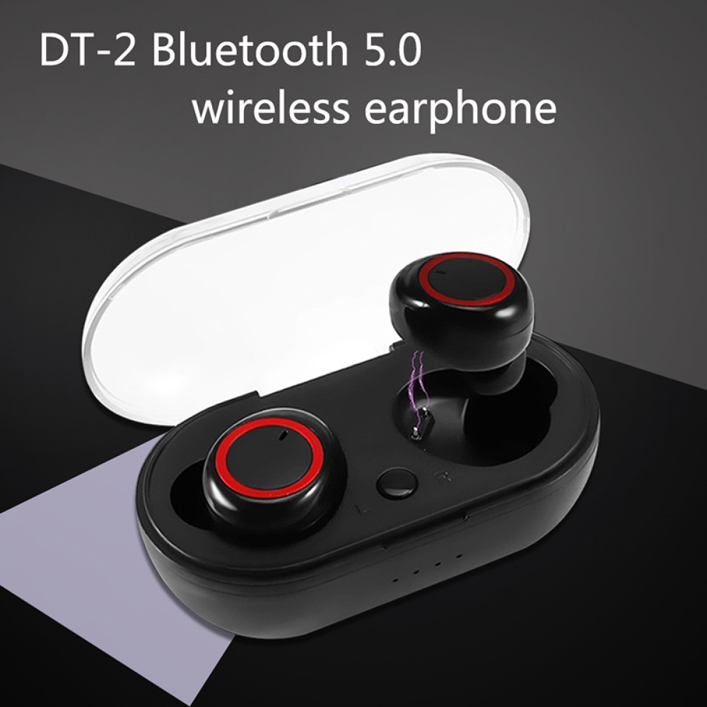 TWS Wireless Earphone Mobile Phone Bluetooth 5.0 Multi-function Sports Headphone Touch Control Earbuds Black red circle - Image 4