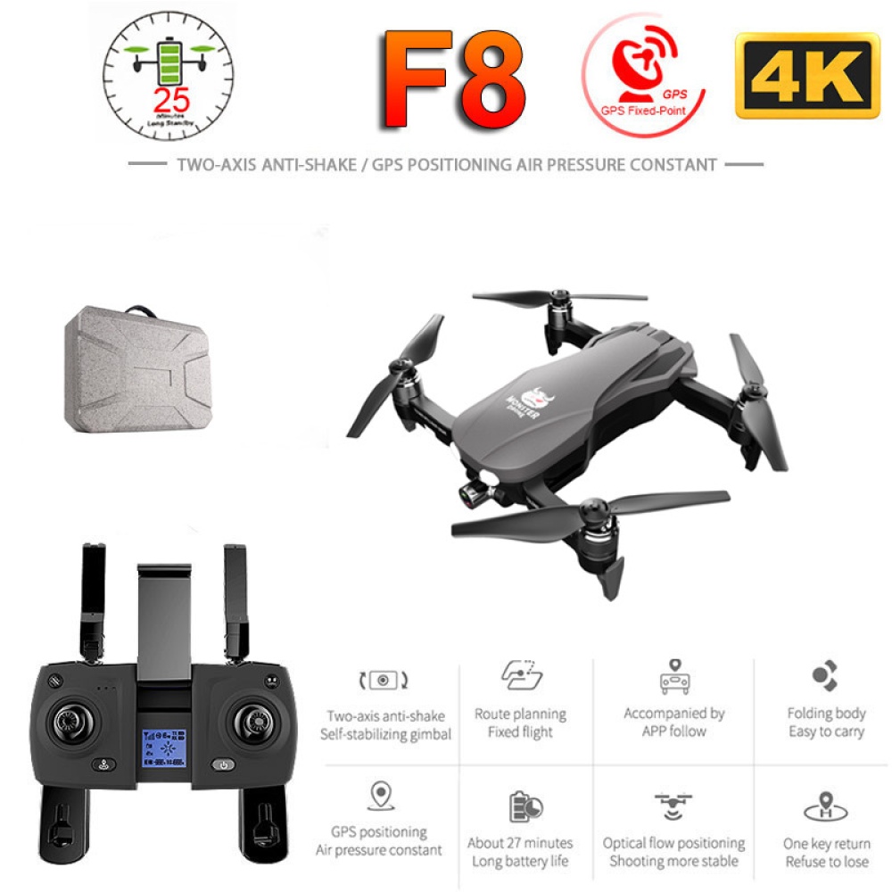 F8 GPS Drone With 4K HD Camera Two-Axis Anti-Shake Self-Stabilizing Gimbal RC WIFI FPV Foldable Quadcopter Brushless 1 battery - Image 2