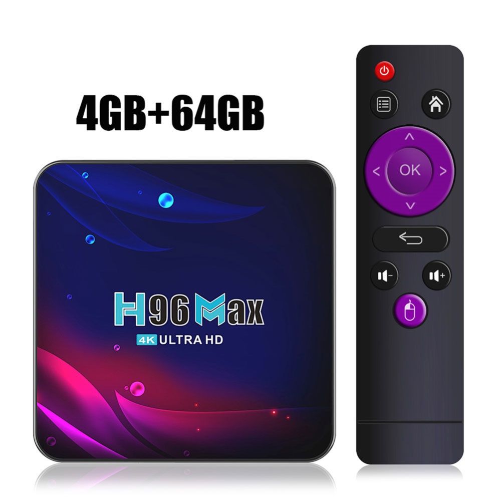H96 Max Smart Tv Box Android V11 Rk3318 Rockchip Dual Wifi 2.4g/5g Bt 4.0 4k Digital Television Set Top US Plug 4GB+64GB