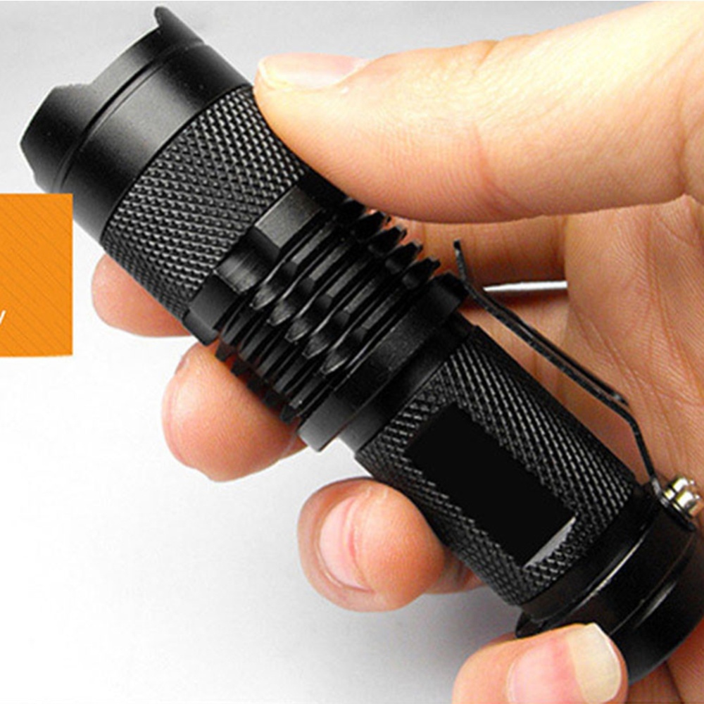 Led UV Flashlight Zoomable Waterproof Anti Slip 365nm Strong Light Aluminum Alloy Torch with Clip - Image 2