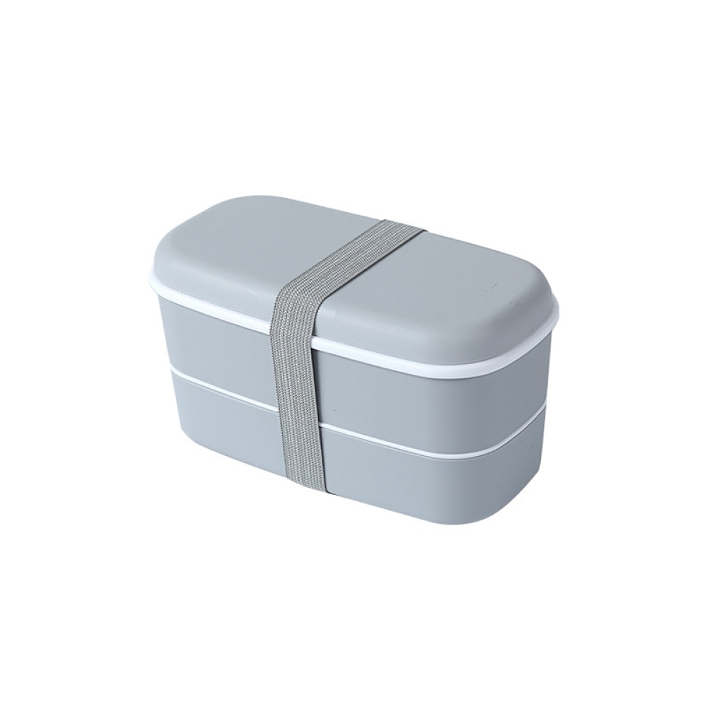 Double Layer Frosted Lunch Box With Built-in Tableware Food Storage Container gray