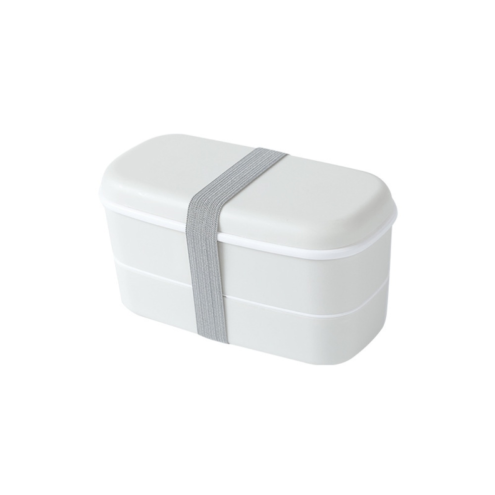 Double Layer Frosted Lunch Box With Built-in Tableware Food Storage Container Off-white