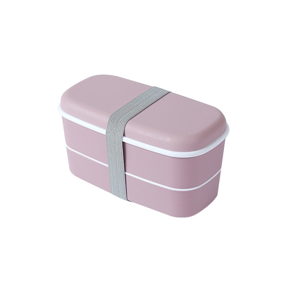 Double Layer Frosted Lunch Box With Built-in Tableware Food Storage Container Pink