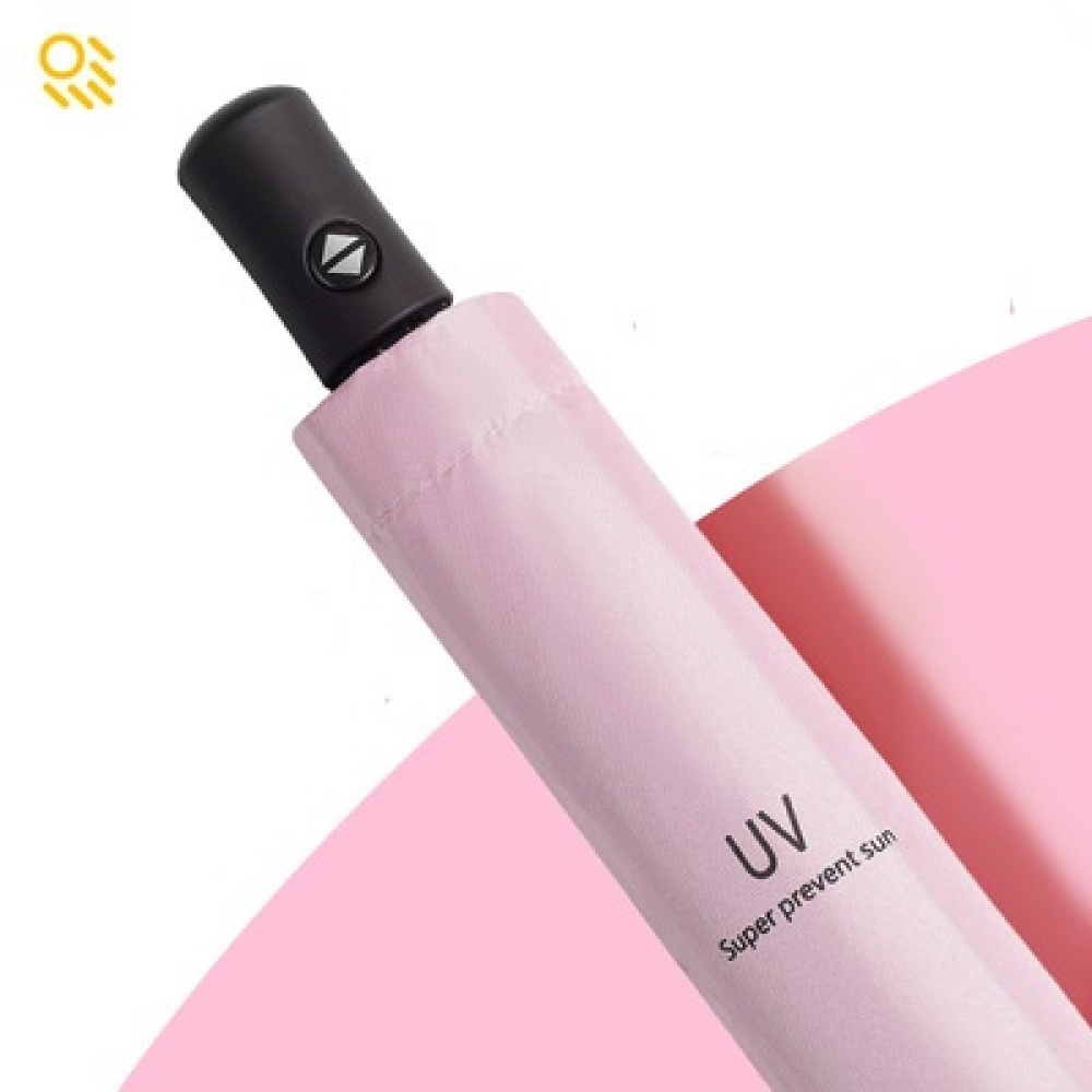 Automatic Tri-folding Sun Umbrella Waterproof Sunscreen Anti-ultraviolet Shelter Pink