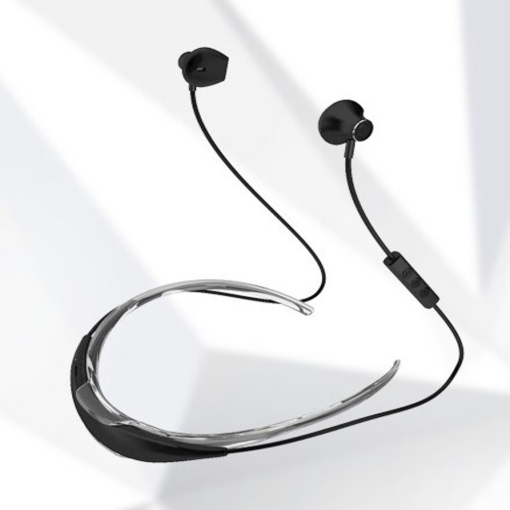 Hanging Neck Bluetooth Earphone X19C Wireless Sports Headphone Earbuds black