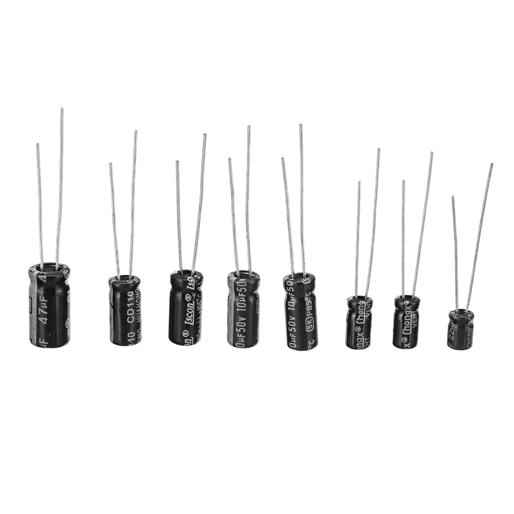 500 Pcs/set 24 Value Plug-in Electrolytic Capacitor Assortment Box Kit Range 0.1uf-1000uf Black - Image 2