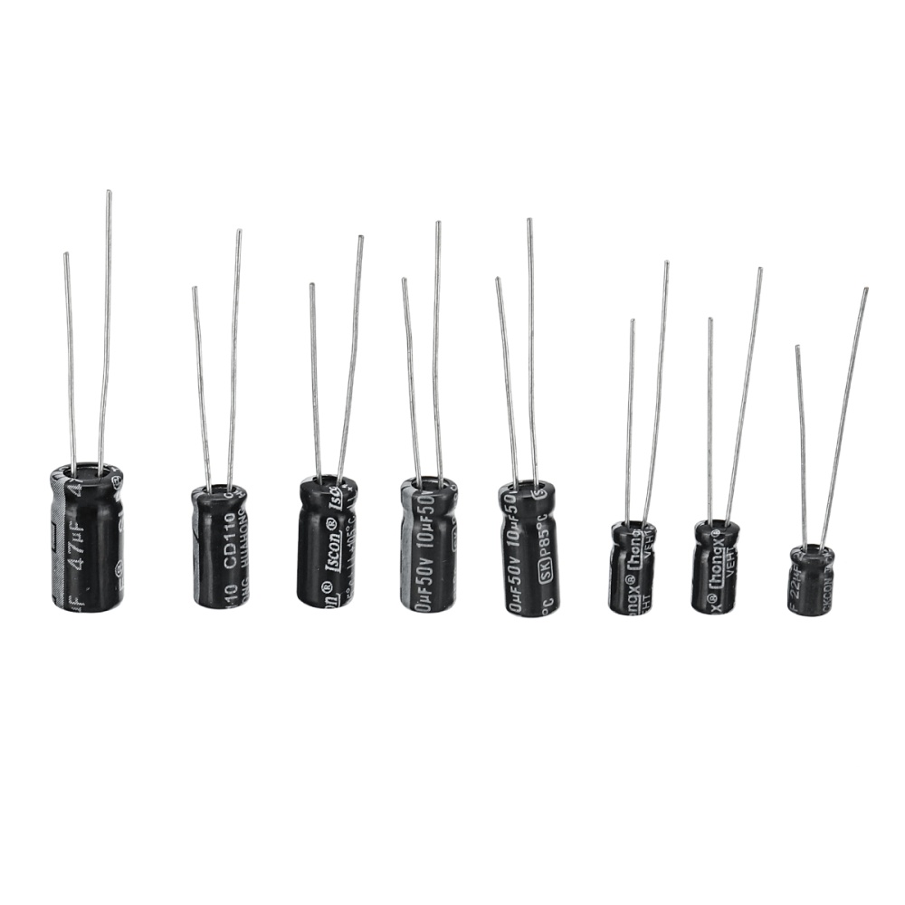 500 Pcs/set 24 Value Plug-in Electrolytic Capacitor Assortment Box Kit Range 0.1uf-1000uf Black - Image 3