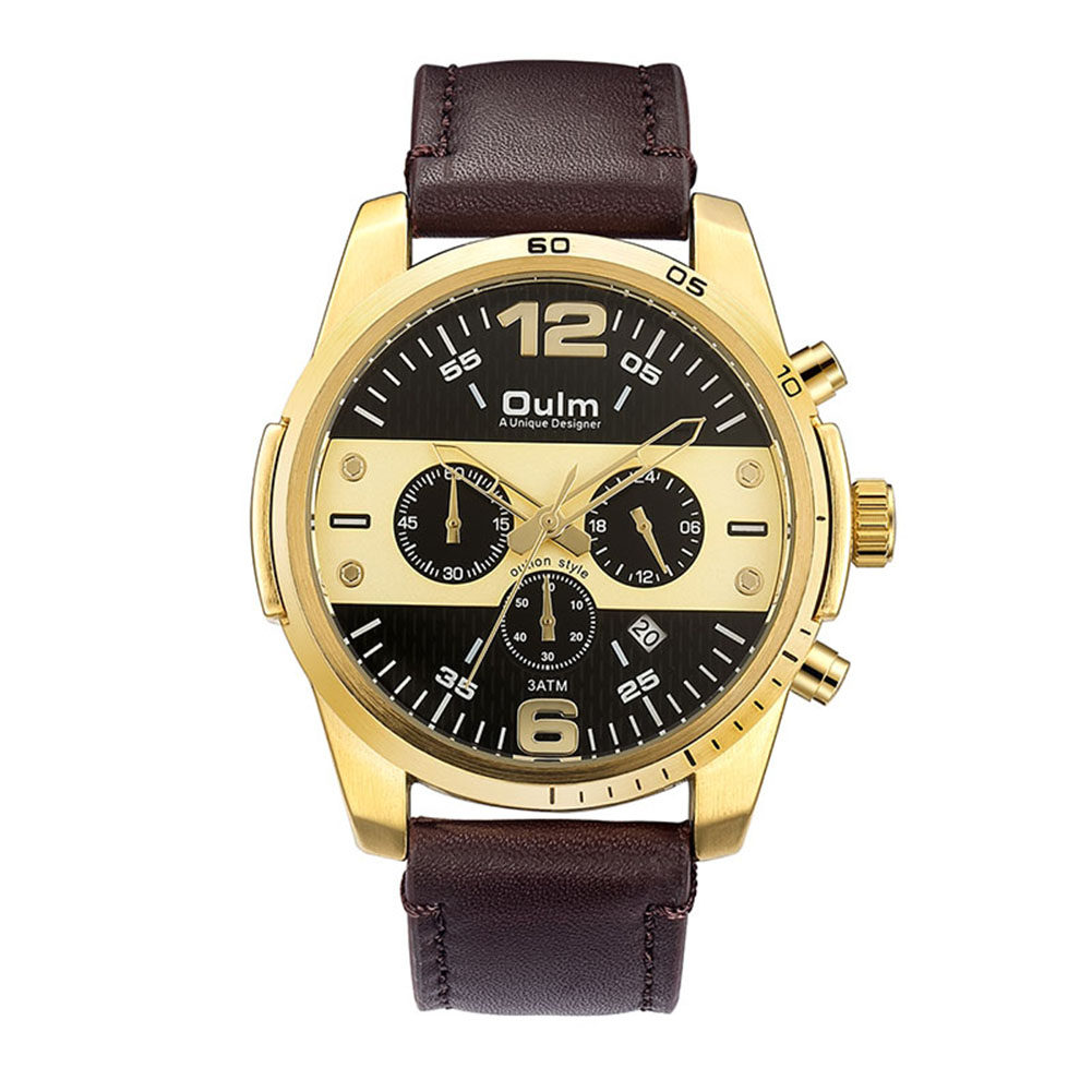 OULM Hommes Calendrier Quartz Sports Watch Or