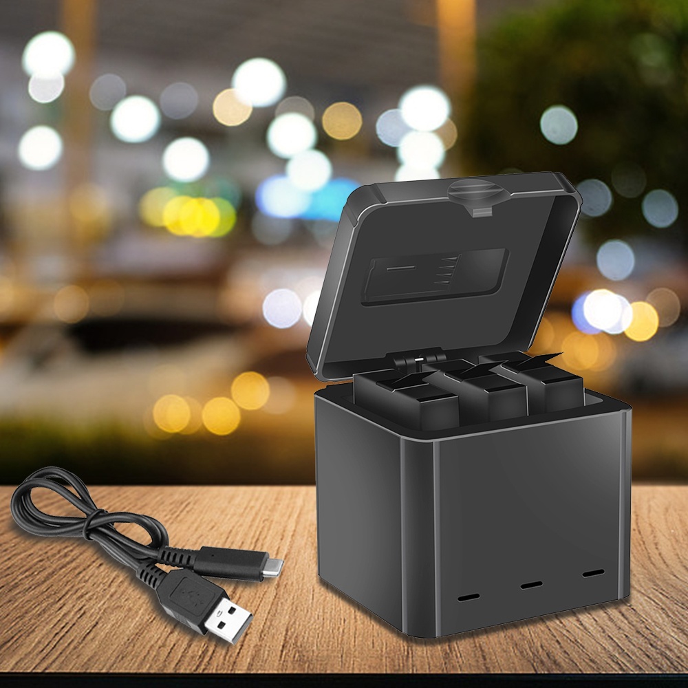 pour Insta360 One X Sports Camera Charge Box Type-C Interface Chargeur de batterie Lithium multi-fonctionnel Voyages portables Stockage gris