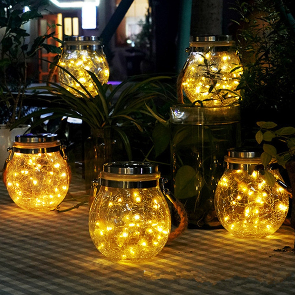 Led Solar Glass Light Fairy Crack Bottle String Lamp Garden Outdoors Warm White